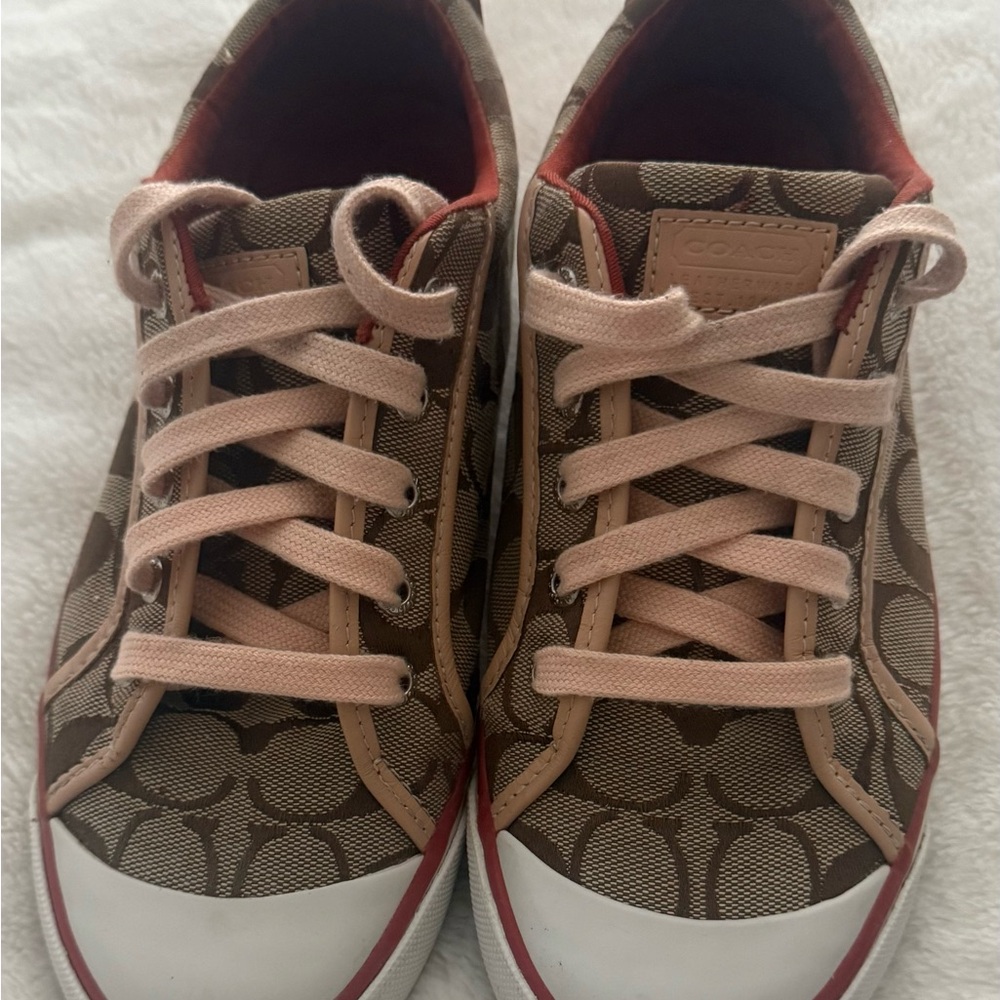 Coach Signature Brown and Pink Sneakers